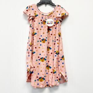 Dot Dot Smile Girls Pink With Fall Leaves Print Short Sleeve Swing Dress 5/6